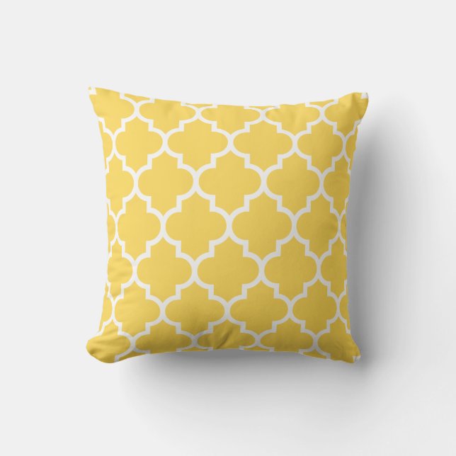 Almofada Quatrefoil Amarelo-mostarda (Frente)