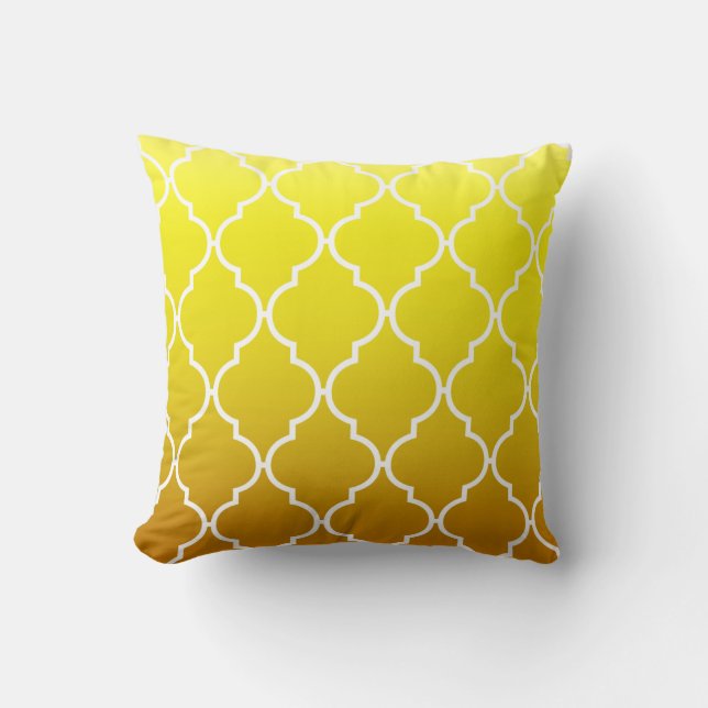 Almofada Quatrefoil Ombre Geométrico| amarelo (Frente)