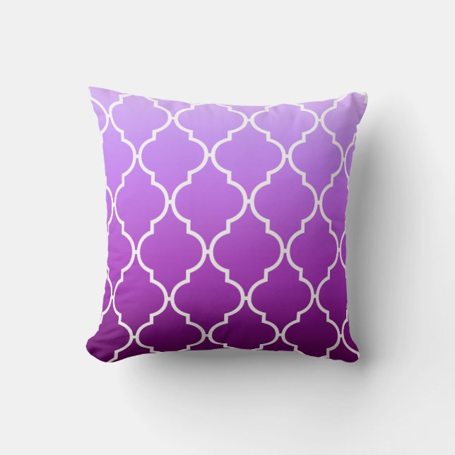 Almofada Quatrefoil Ombre Geométrico| roxo (Frente)