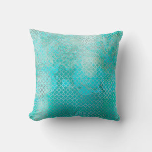 Almofada Quatrefoil Prata Praia Aqua Ocean Grungy Steel