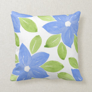 Almofada Quatro Flores Azuis de Cor Azul