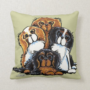 Almofada Quatro Spaniels de rei Charles descuidados