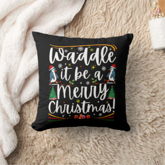 Almofada Que seja um alegre Natal pinguim de férias