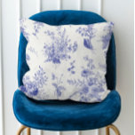 Almofada Queda Botânica Azul-Vintage<br><div class="desc">Travesseiro decorativo de Queda Botânica Azul-Vintage</div>