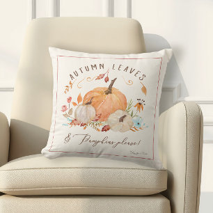 Almofada Queda Pumpkin Floral outono Folha Caindo Pêssego A