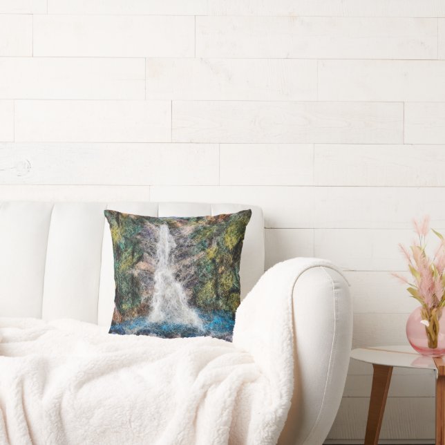 Almofada Quedas d'água Agulha Feltrando Arte Azul (Sofá)