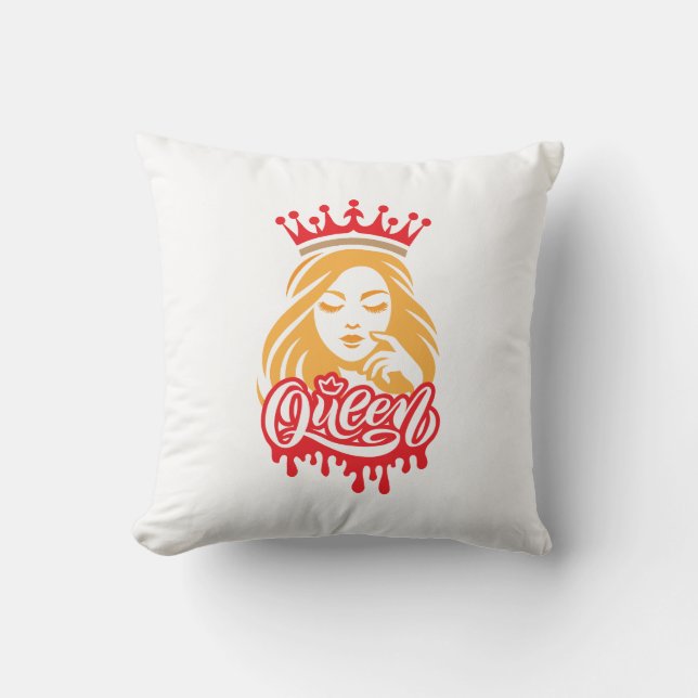 Almofada Queen Design – Elegant Royal Crown Typography for  (Frente)