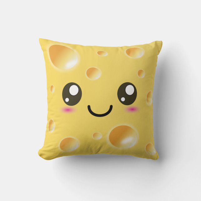 Almofada Queijo Feliz de Kawaii Cute (Frente)