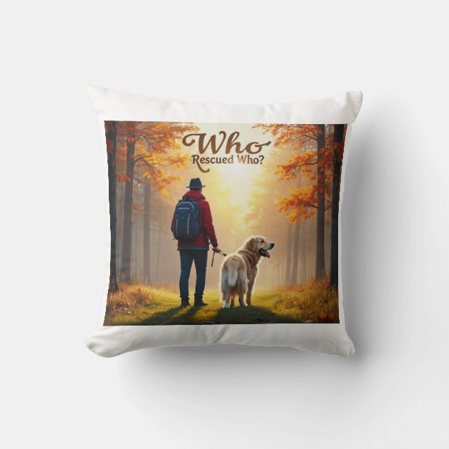 Almofada Quem Resgatou Quem - Homem, ouro de caminhada (Frente)