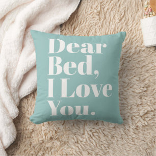 Almofada Querida Cama Engraçada, Eu Te Amo O Teal Aqua