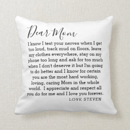 Almofada Querida Mãe Carta De Amor Do Filho Personalizada