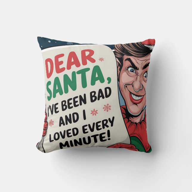 Almofada Querido Papai Noel, Fui Mau Elfo de Natal Design D (Frente)