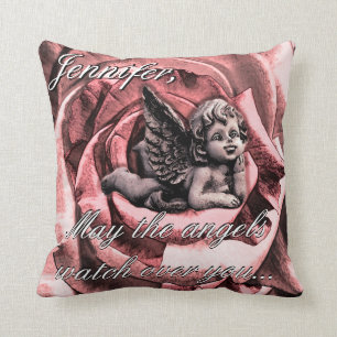 Almofada Querubim personalizado do anjo com o rosa