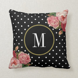 Almofada Quic Black White Dots Vintage Monograma Floral
