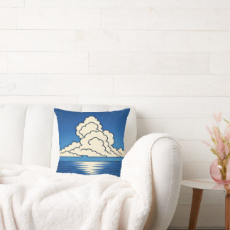 Almofada Quiet Horizon – Minimal Ocean & Cloud Art Cushion