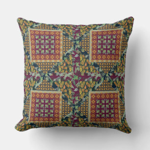 Almofada Quilt Squares Faux Cores de queda Paisley