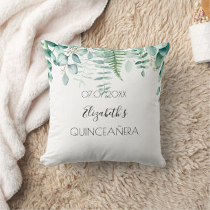 Almofada Quinceanera eucalipto verde nome elegante