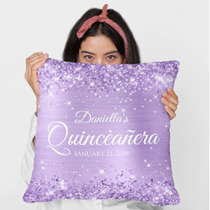 Almofada Quinceañera Glitter Lavanda em Folha