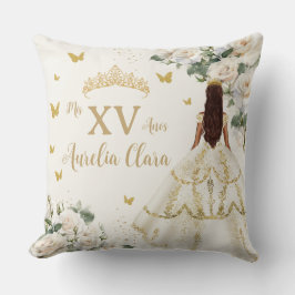 Almofada Quinceañera Ivory White Floral Dress Princesa Dour
