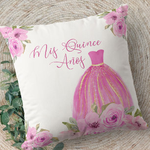 Almofada Quinceanera Rosa Floral Meus Quinze Anos Personali