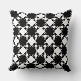 Almofada Quirky Abstract Black and White Diamond Grid