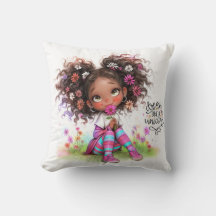 Quirky Girl Sonha Como Um Travesseiro decorativo D