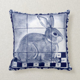 Almofada Rabbit Azul Coelho Branco Coelho Delft Azulejo Mur