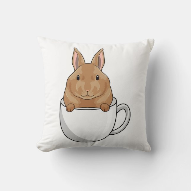 Almofada Rabbit with Cup of Coffee (Frente)