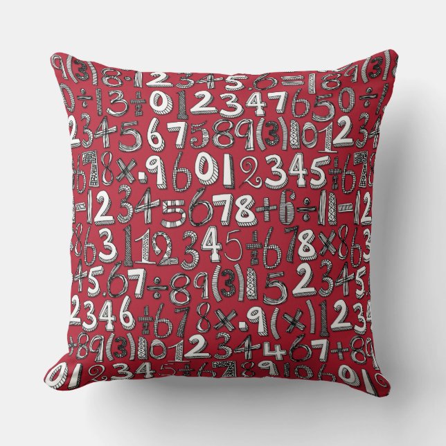 Almofada rabisco de matemática vermelho (Frente)