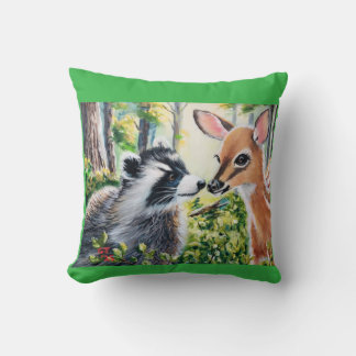 Almofada raccoon, deer throw pillow