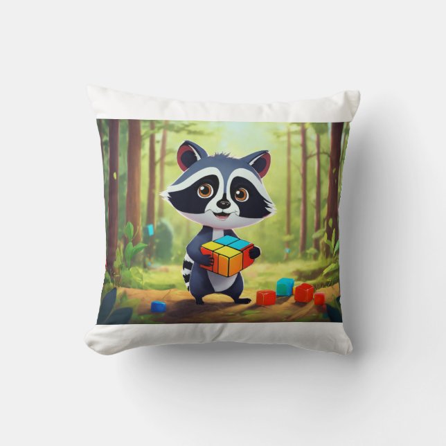 Almofada Raccoon Rubik’s Forest Puzzle (Frente)