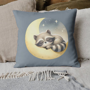 Almofada Raccoon sobre a Sala de Crianças de Animais da Lua