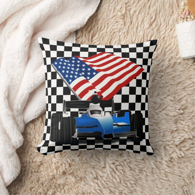 Almofada Race Car with American Flag (Cobertor)