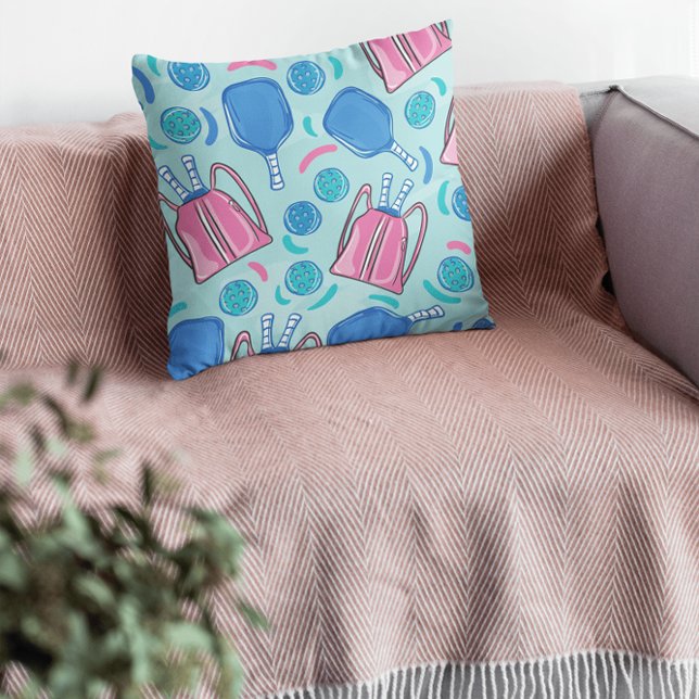 Almofada Racetes e Bolas de Pickleball Azul  (Criador carregado)