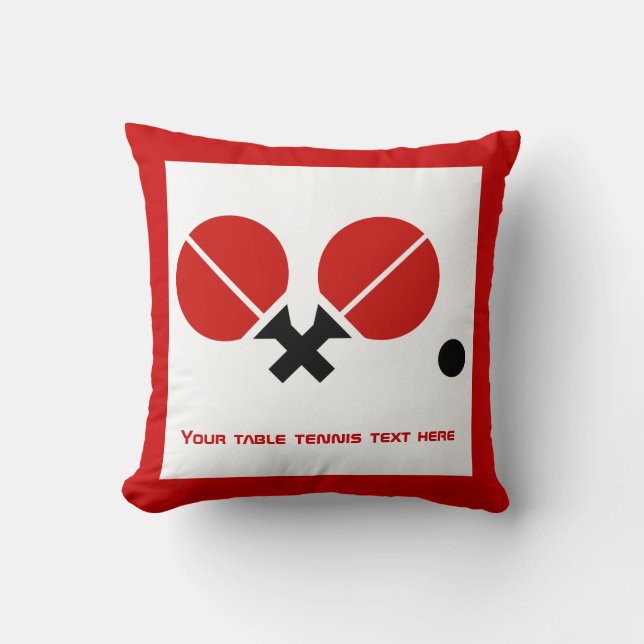 Almofada Rackets de pingue-pongue de mesa e esfera a preto, (Frente)
