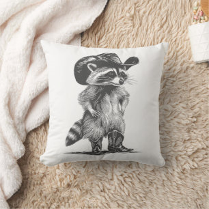 Almofada Racoon Cowboy Funny Racoon Graphic Homens Mulheres