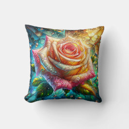 Almofada "Radiância de vidro manchada: gotas de chuva em Ro