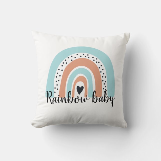 Almofada Rainbow Baby Heart Peach Azul (Frente)