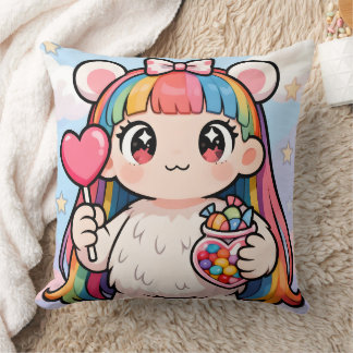 Almofada Rainbow Bear Girl Candy Pop Pillow