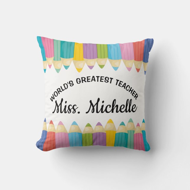 Almofada Rainbow Crayons Worlds Maior travesseiro de profes (Frente)