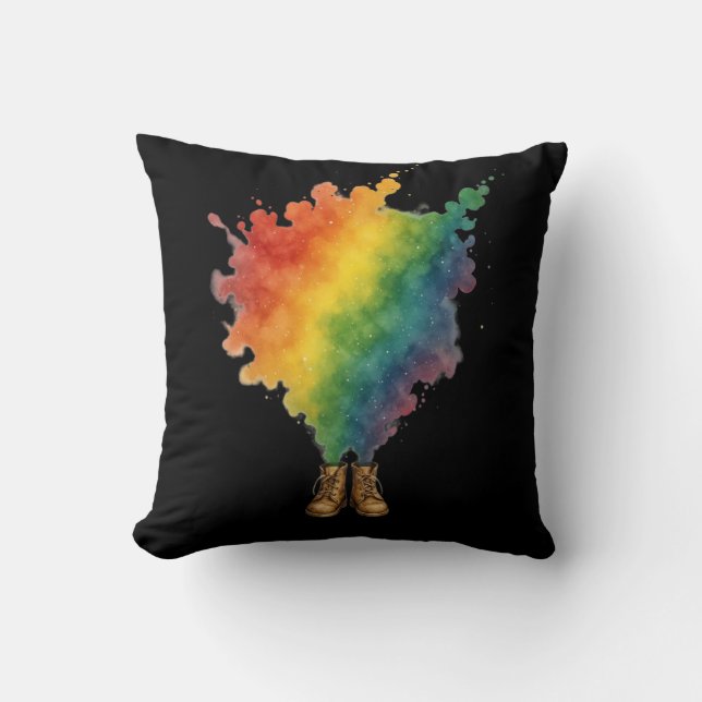 Almofada Rainbow Em Botas Bege  (Frente)