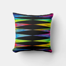 Almofada [Rainbow Fiesta] Arlequim Geométrico Moderno Preto