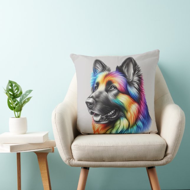 Almofada Rainbow German Shepherd Cozy Poem  (Cadeira)