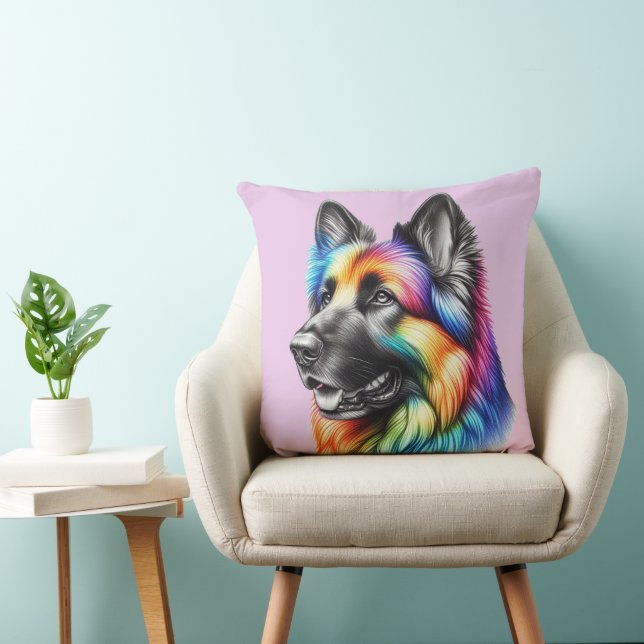 Almofada Rainbow German Shepherd Cozy Poem  (Cadeira)