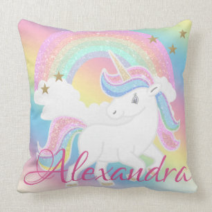 Almofada Rainbow Glitter Unicórn com Nome Personalizado