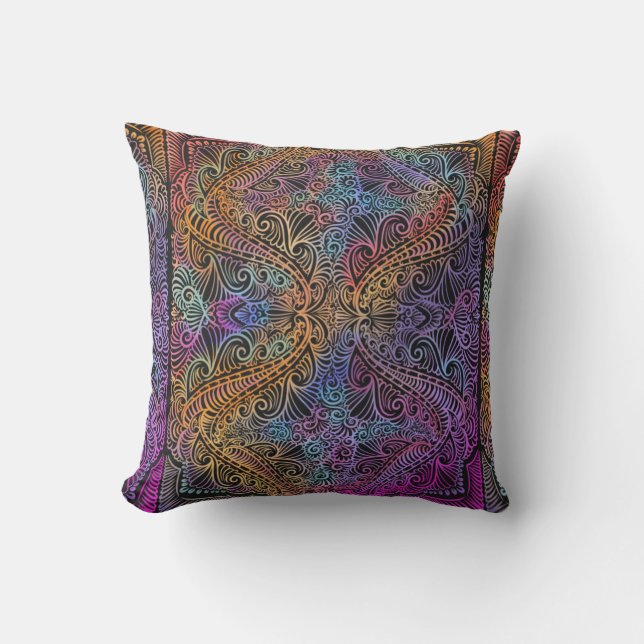 Almofada Rainbow Kaleidoscope Mandala (Frente)