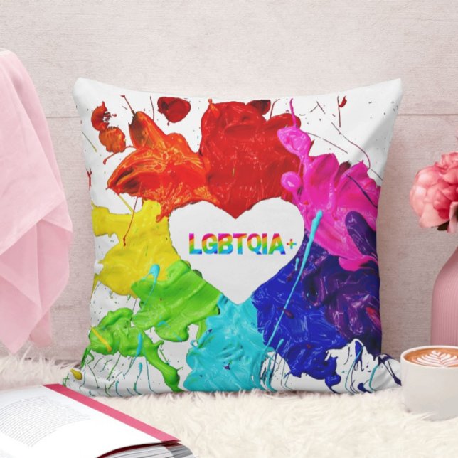 Almofada Rainbow Modern Stripe LGBT (Criador carregado)