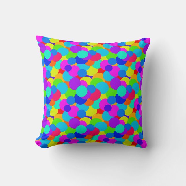 Almofada Rainbow Neon Bright Colour Circles Bubbles Teerão (Frente)
