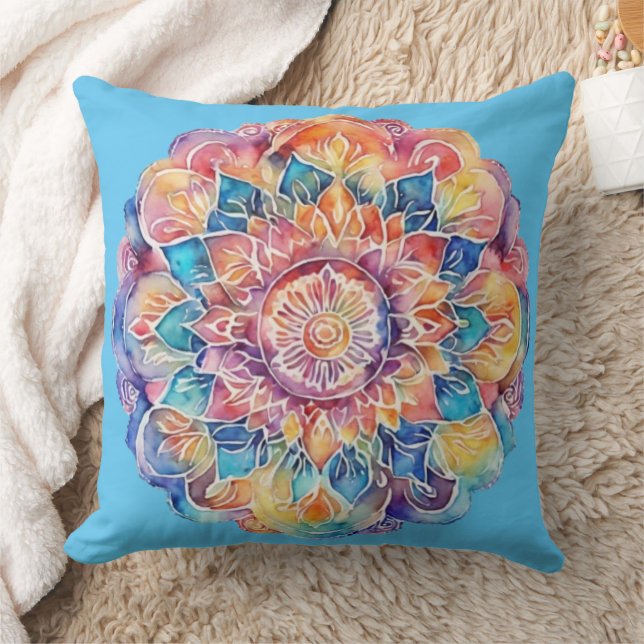 Almofada Rainbow Tie-Dye Mandala (Cobertor)