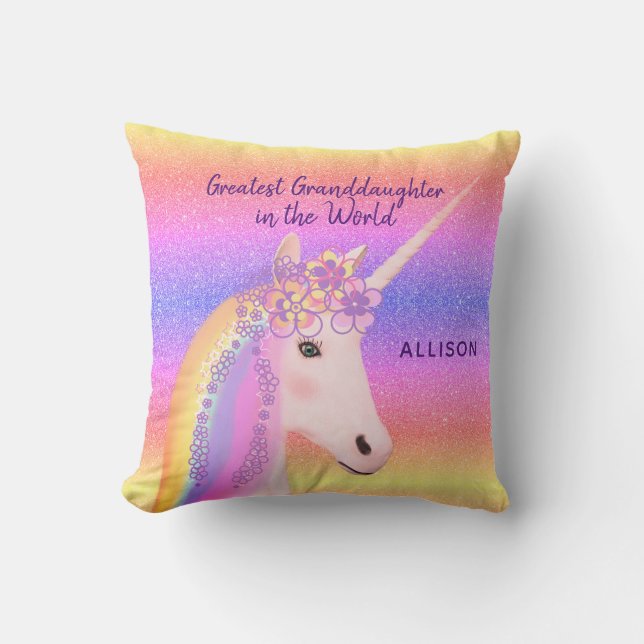 Almofada Rainbow Unicorn - Maior Nome Personalizado Da Avó (Frente)